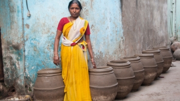 Potter making clay pots at the village of India.